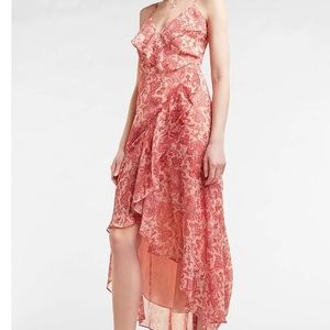 Pink paisley high low midi dress. Size extra small. Adjustable straps.